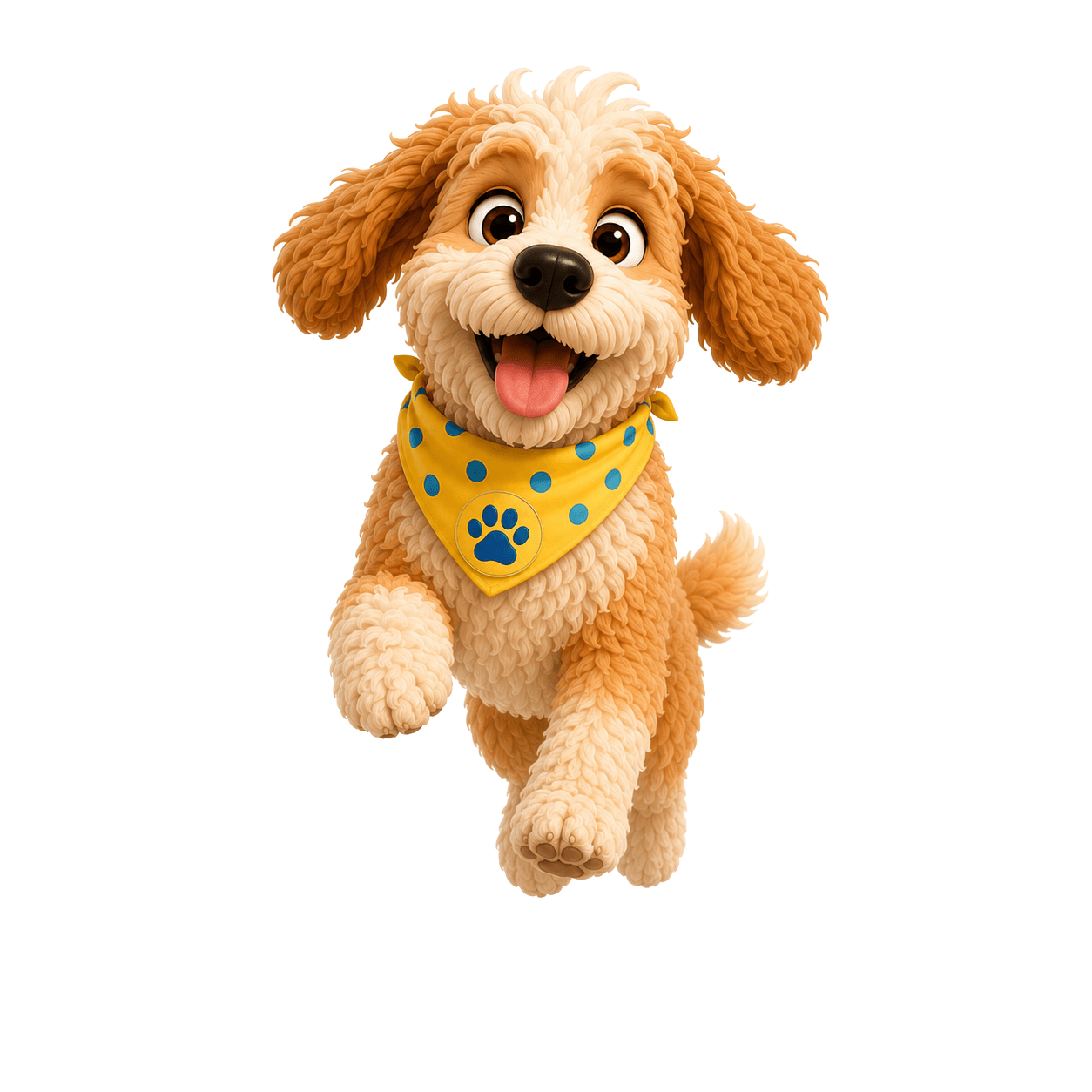 Waffle running forward